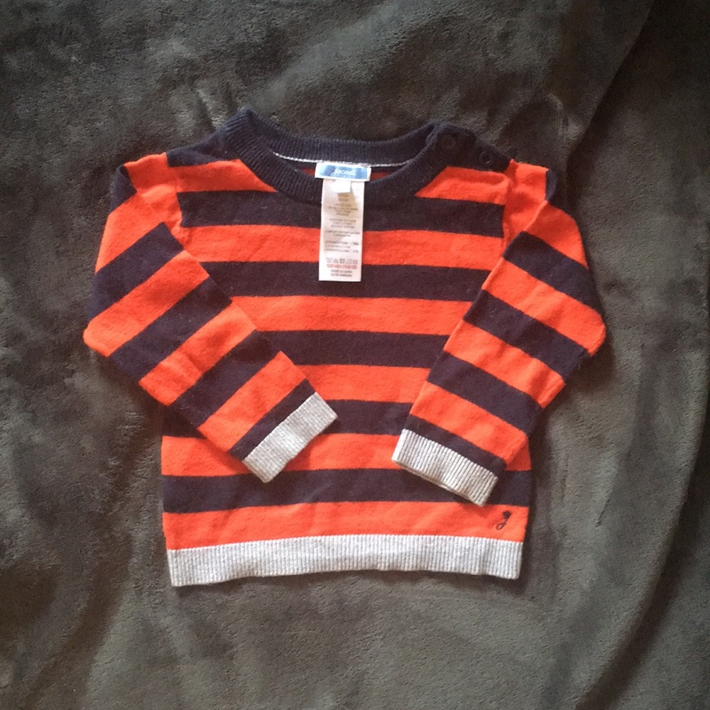 Jacadi navy and orange striped sweater